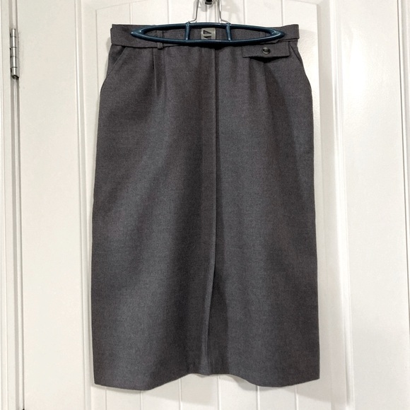 IMAGINE ME! Vintage grey a-line pencil skirt ~ SMALL MEDIUM business suit skirt - Picture 3 of 13